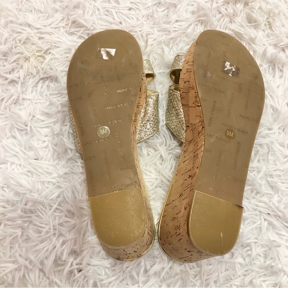 Marc Fisher Cilla 2 Glitter Heel Wedges Gold 9‎ - Picture 12 of 12